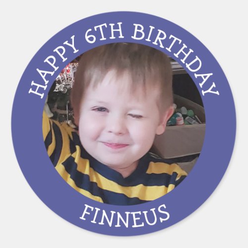 Personalized Photo Age and Name Birthday      Classic Round Sticker