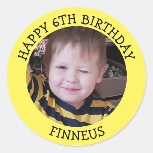 Personalized Photo Age and Name Birthday   Classic Round Sticker