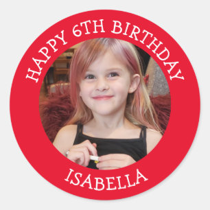 Personalized Photo, Age and Name Birthday Classic Round Sticker
