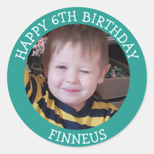 Personalized Photo, Age and Name Birthday Classic Round Sticker