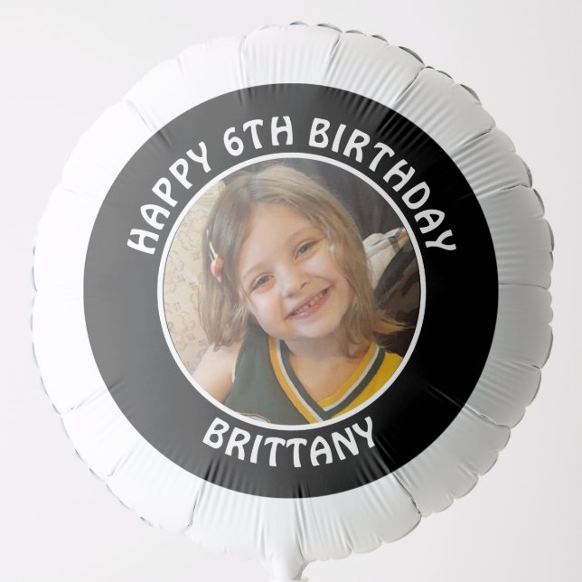 Personalized Photo, Age and Name Birthday Party Balloon (Front)