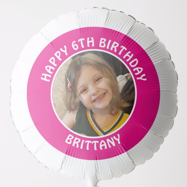 Personalized Photo, Age and Name Birthday Party Balloon (Front)