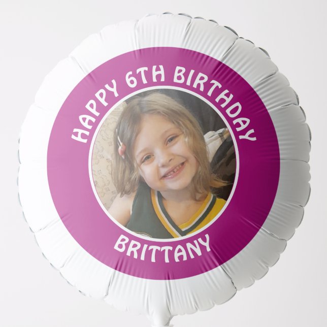 Personalized Photo, Age and Name Birthday Party Balloon (Front)