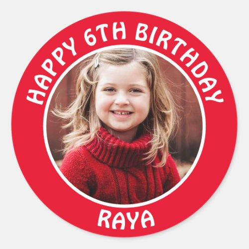 Personalized Photo Age and Name Birthday Party Classic Round Sticker