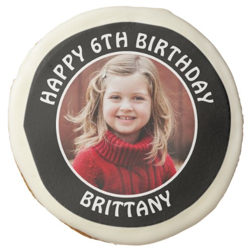 Personalized Photo Age and Name Birthday Party Sugar Cookie
