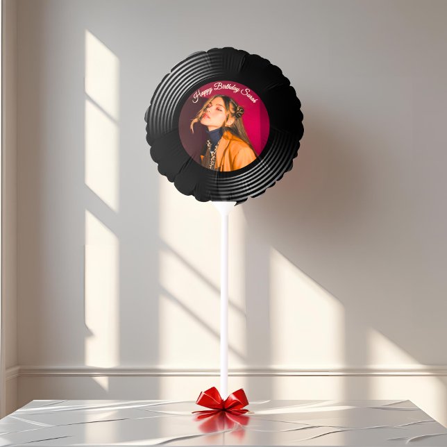Personalized Photo & Age Birthday Balloon – Retro  (Creator Uploaded)