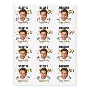 Personalized Photo & Age Funny Birthday Favor Temporary Tattoos