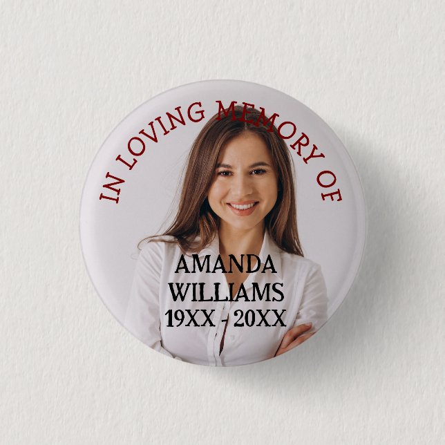 Personalized Photo age memorial Button (Front)
