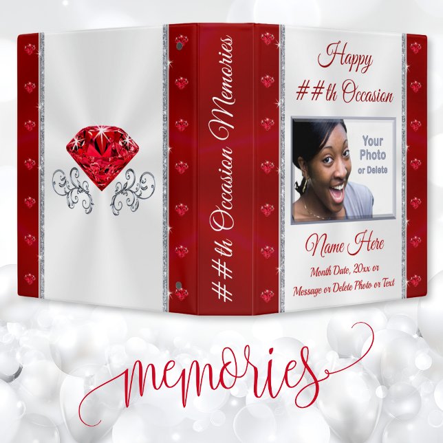 Personalized Photo Album with PHOTO, ANY OCCASION 3 Ring Binder (Personalized Birthday Photo Album. 40th birthday photo album or any, milestone birthday gift ideas.)