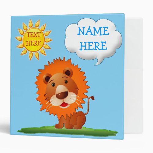 Personalized Photo Albums for Kids with Cute Lion 3 Ring Binder