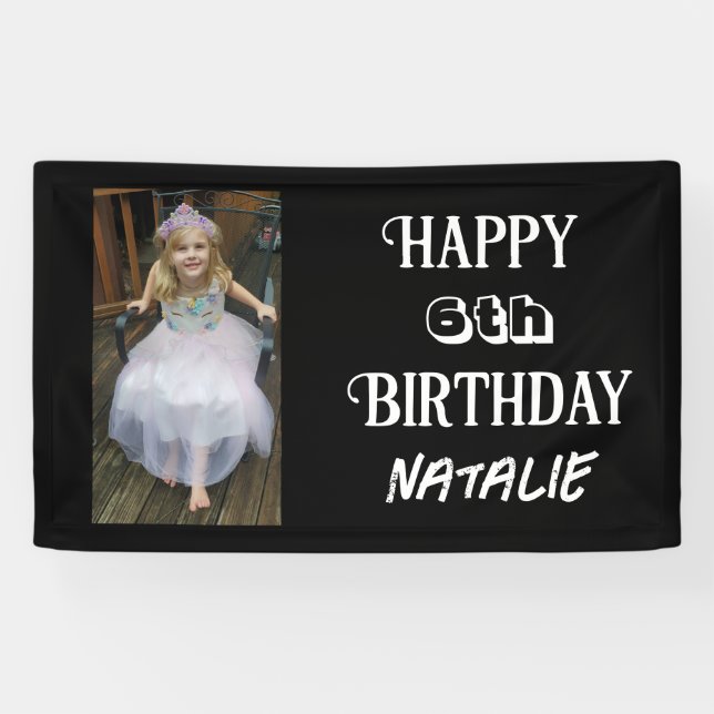 Personalized Photo and Age Happy Birthday Banner (Horizontal)