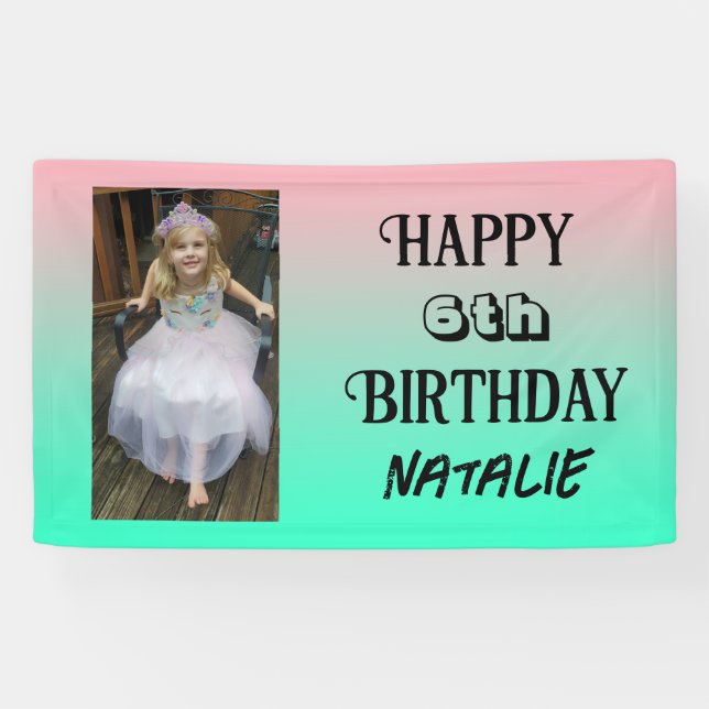 Personalized Photo and Age Happy Birthday Banner (Horizontal)