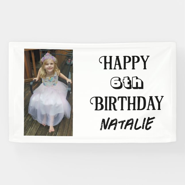 Personalized Photo and Age Happy Birthday Banner (Horizontal)