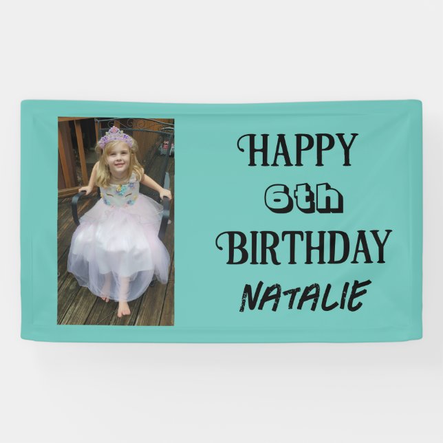 Personalized Photo and Age Happy Birthday Banner (Horizontal)