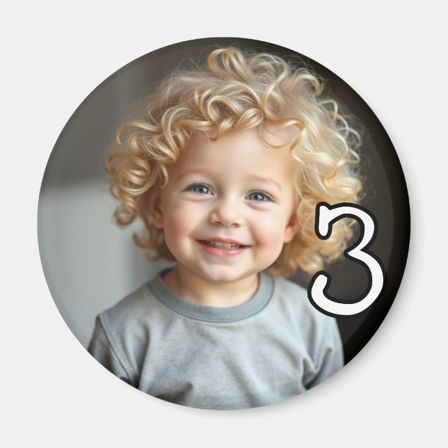 Personalized Photo and Age Refrigerator  Magnet (Front)