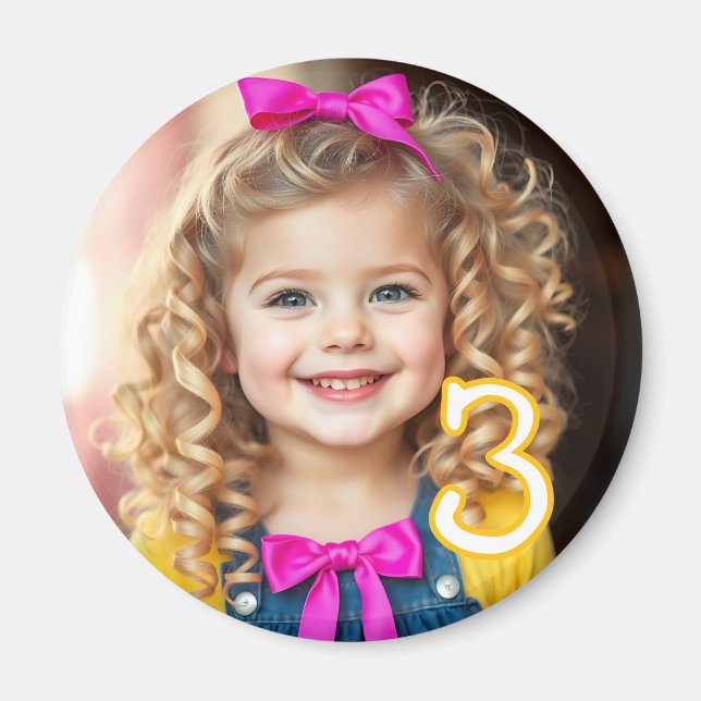 Personalized Photo and Age Refrigerator  Magnet (Front)