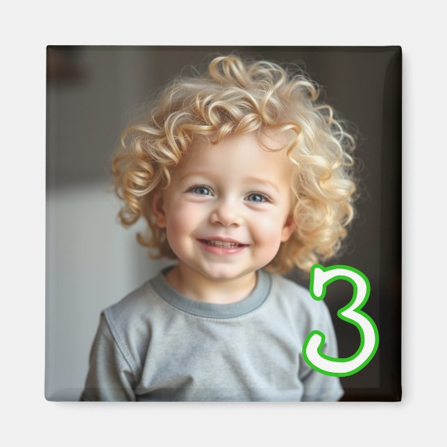 Personalized Photo and Age Refrigerator  Magnet (Front)