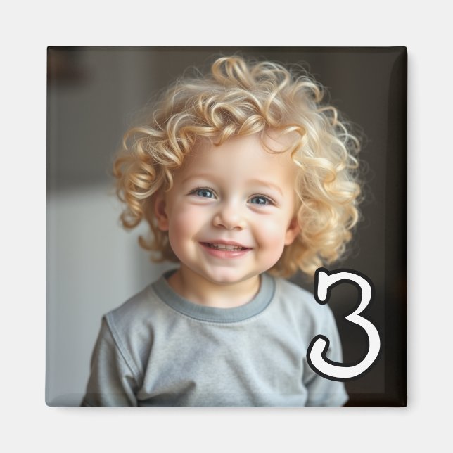 Personalized Photo and Age Refrigerator  Magnet (Front)