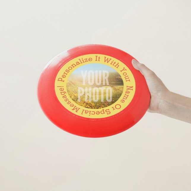 PERSONALIZED Photo And Circular Text Wham-O Frisbee (In Hand)