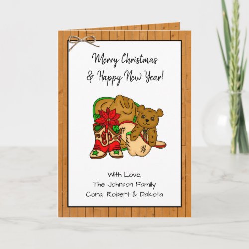Personalized Photo and Cowboy Themed Christmas Card