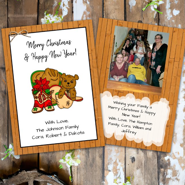 Personalized Photo and Cowboy Themed Christmas   Card (Creator Uploaded)