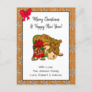 Personalized Photo and Cowboy Themed Christmas Postcard