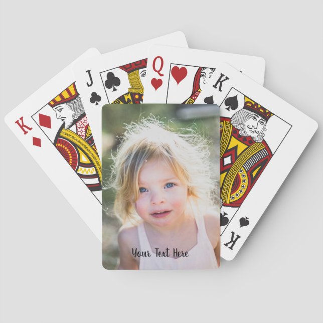 Personalized Photo and Cute Script Text Poker Cards (Back)
