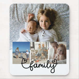 Personalized Photo and Family Text With Hearts Mouse Pad