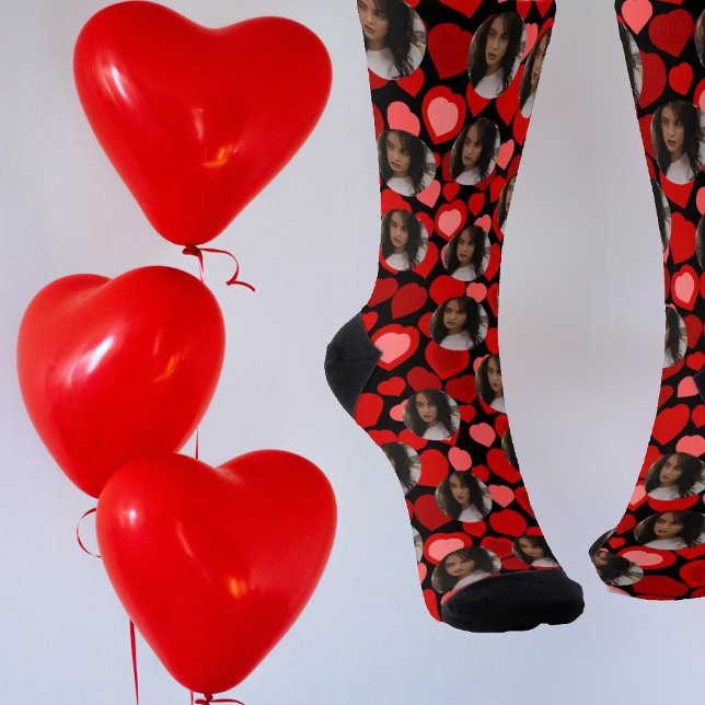 Personalized photo and hearts socks (Creator Uploaded)
