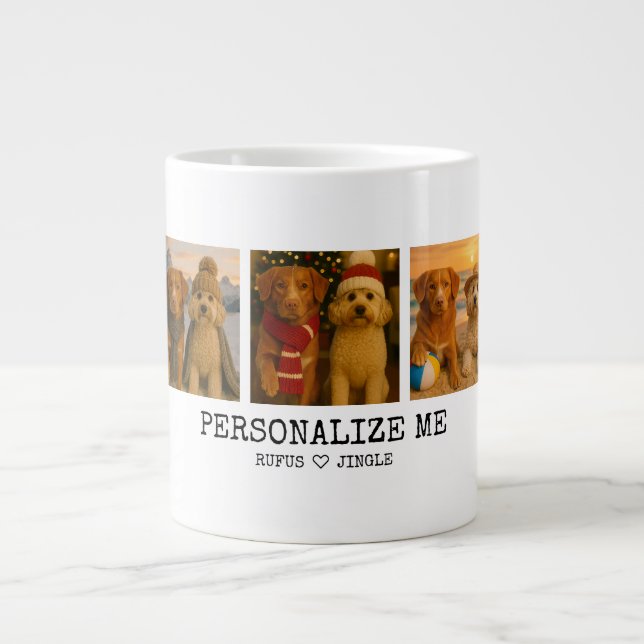 Personalized Photo and Love Heart Best Dog Parent Giant Coffee Mug (Front)