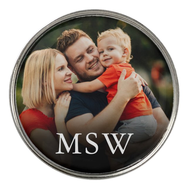 Personalized Photo and Monogram Initials Golf Ball Marker (Front)