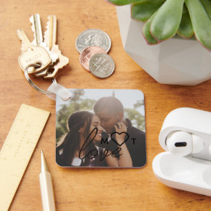 Personalized Photo and Monogram Text Photo Collage Keychain