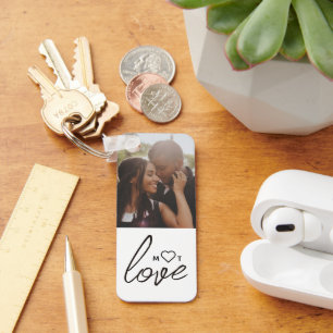 Personalized Photo and Monogram Text Photo Collage Keychain