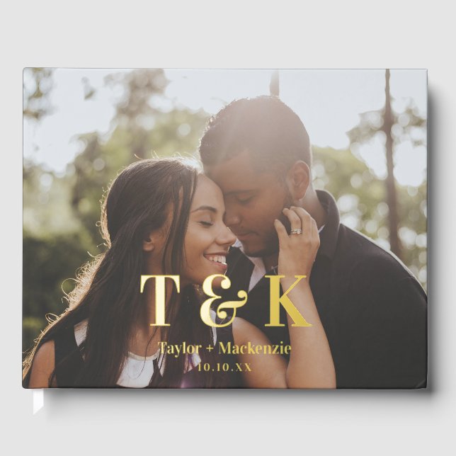 Personalized Photo and Monogram Wedding Foil Guest Book (Front)