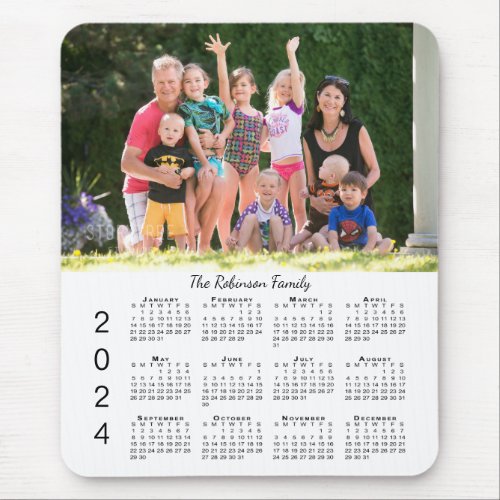 Personalized Photo and Name 2024 Calendar Mouse Pad