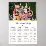 Personalized Photo and Name 2024 Calendar Poster<br><div class="desc">Keep the people you love nearby with a personalized 2024 calendar poster. Replace the sample photo and name with your own in the sidebar. The custom text is in a black handwritten script font. Below it is an easy to read 2024 calendar with black weekdays and red weekend dates on...</div>