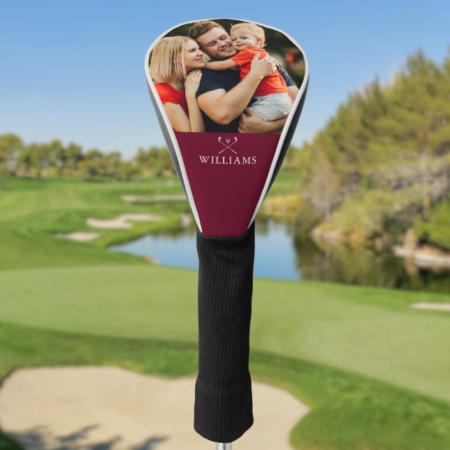 Personalized Photo And Name Burgundy Red Golf Head Cover (Personalized Photo And Name Burgundy Red Golf Head Cover)