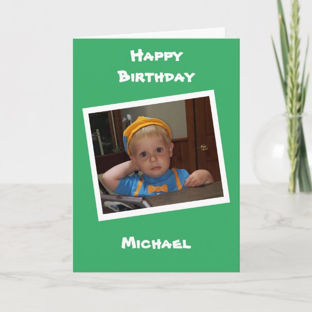 Personalized Photo and name Child's Birthday Card (Front)