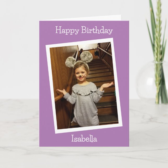 Personalized Photo and name Child's Birthday Card (Front)