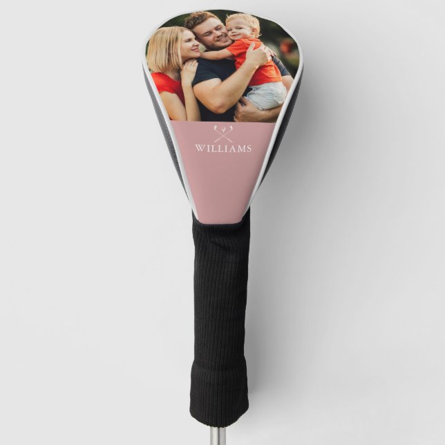 Personalized Photo And Name Dusty Rose Pink Golf Head Cover (Front)