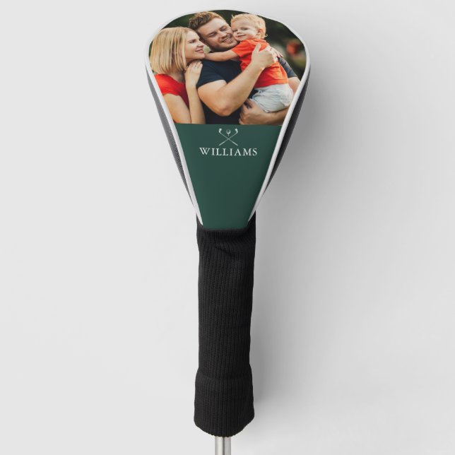 Personalized Photo And Name Emerald Green Golf Head Cover (Front)