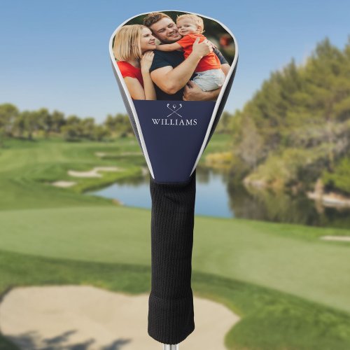 Personalized Photo And Name Golf Clubs Navy Blue Golf Head Cover