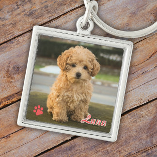 Personalized Photo and Name in Red Keychain