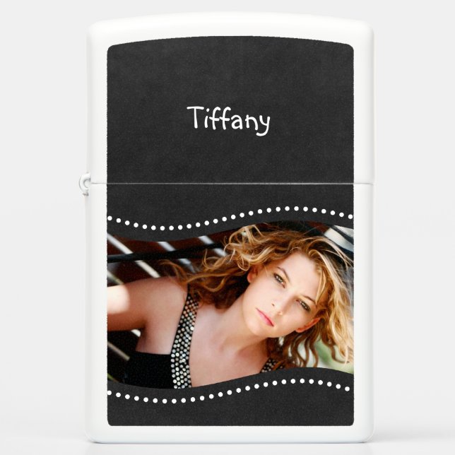 Personalized Photo and Name on faux Chalkboard Zippo Lighter (Front)