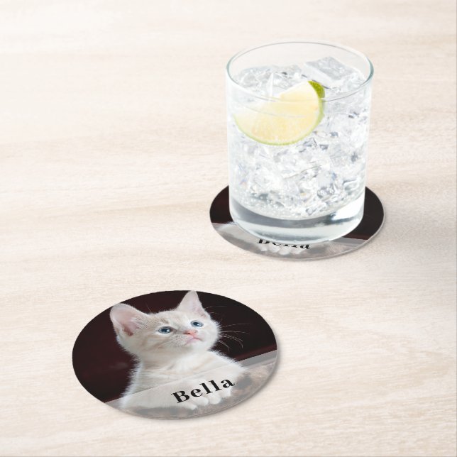 Personalized Photo and Name Round Paper Coaster (Insitu)