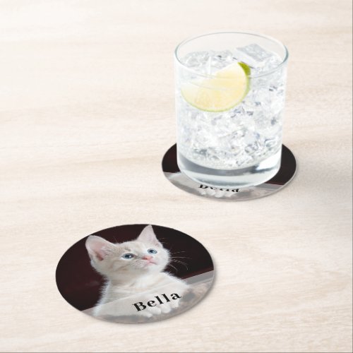 Personalized Photo and Name Round Paper Coaster