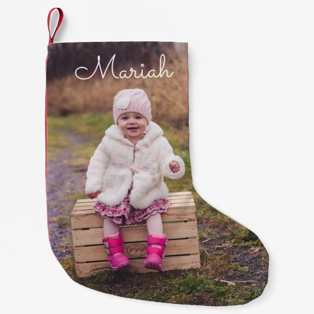 Personalized Photo and Name Small Christmas Stocking (Front)