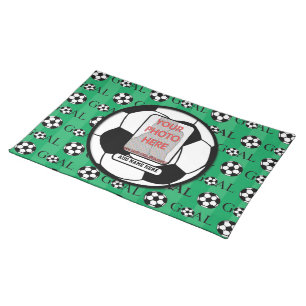 Personalized Photo and Name Soccer Ball Cloth Placemat