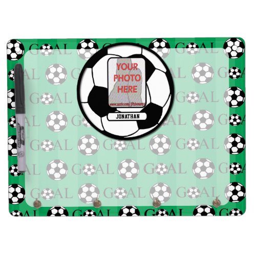 Personalized Photo and Name Soccer Ball Dry Erase Board With Keychain Holder