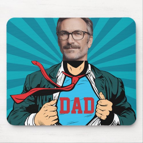 Personalized Photo and Name Superdad Mouse Pad